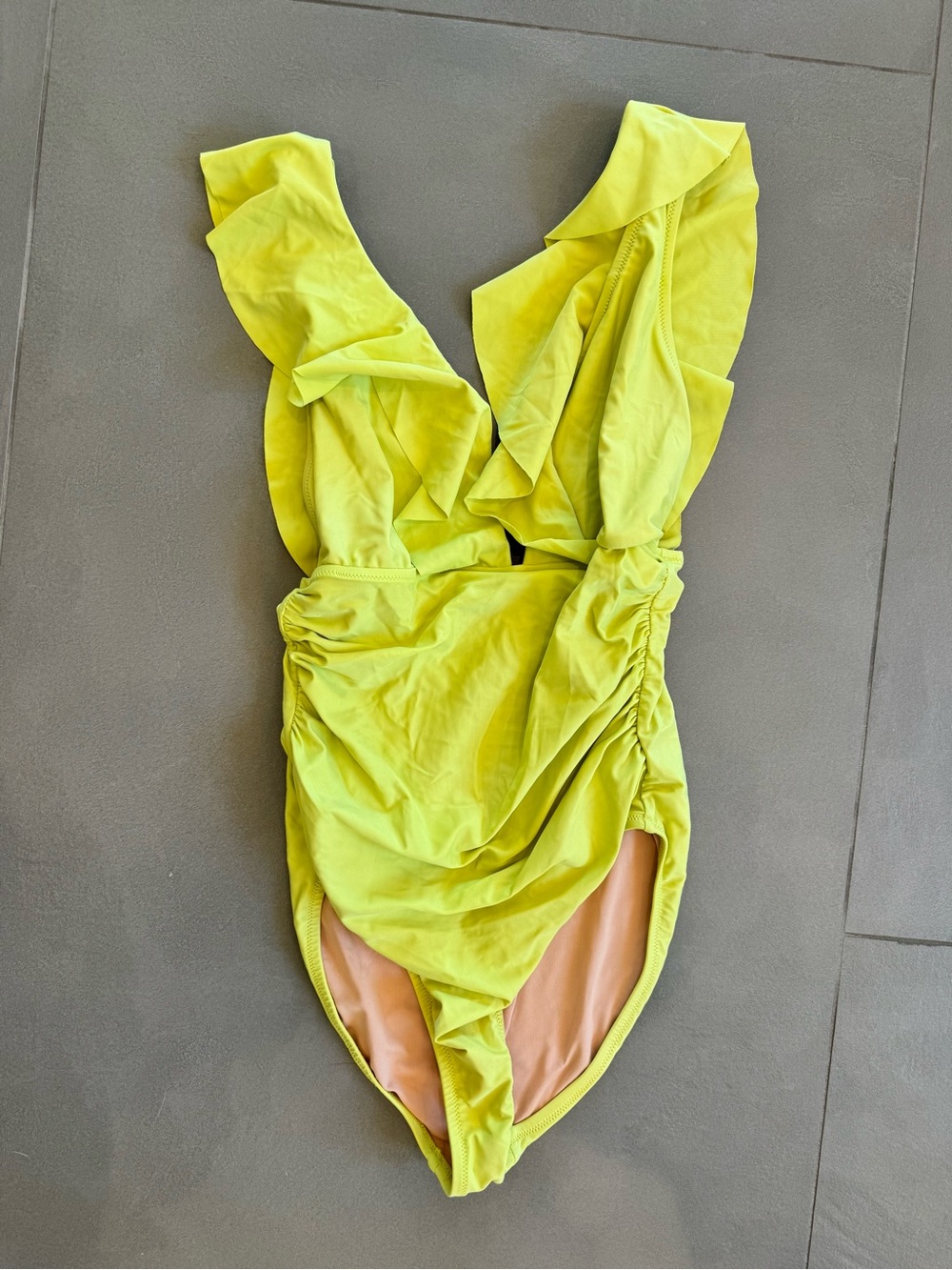 J. Crew Yellow-Green Ruffle One-Piece Swimsuit